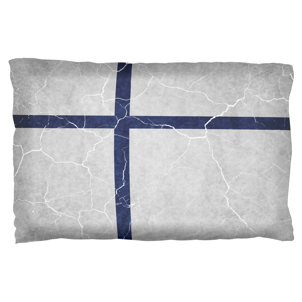 Distressed Finland Flag Pillow Case Pillowcases Old Glory OS Multicolored 