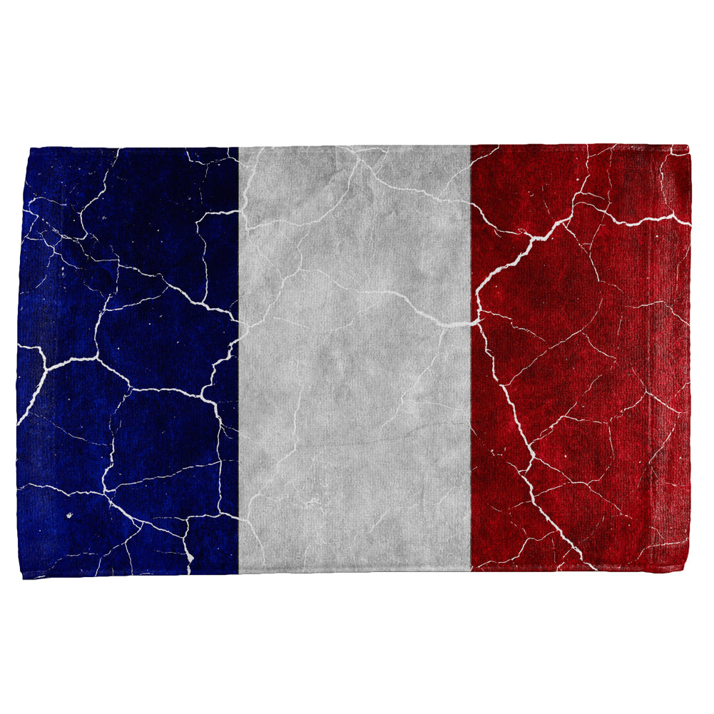 Distressed French Flag All Over Hand Towel Hand Towel Old Glory OS Multicolored 