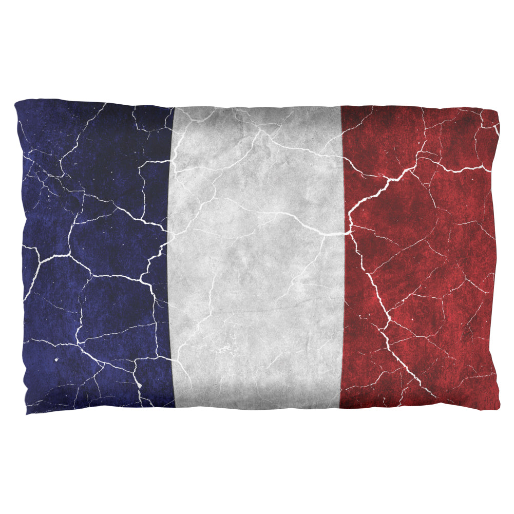 Distressed French Flag Pillow Case Pillowcases Old Glory OS Multicolored 