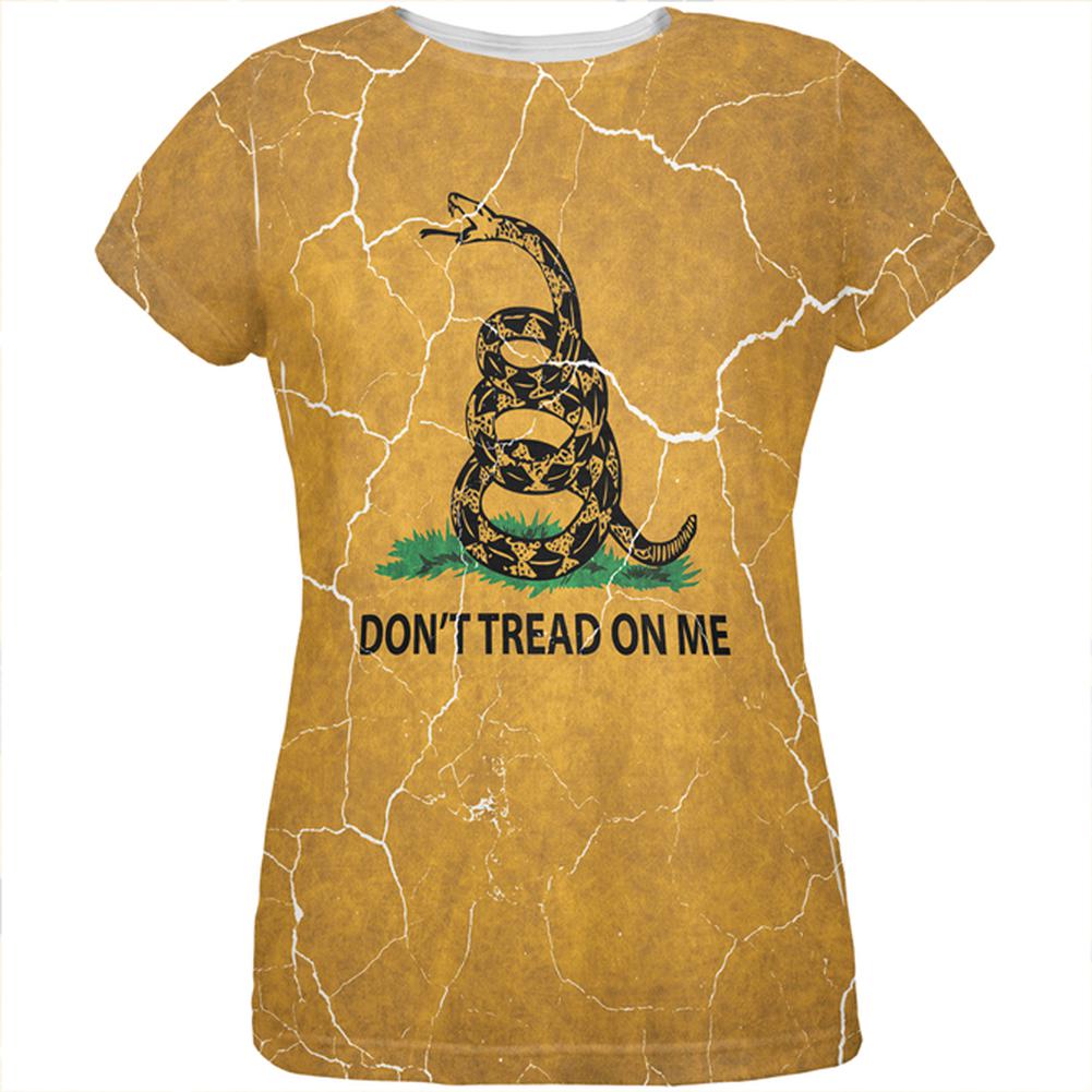 Distressed Gadsden Flag All Over Womens T Shirt Women's T-Shirts Old Glory 2XL Multi 