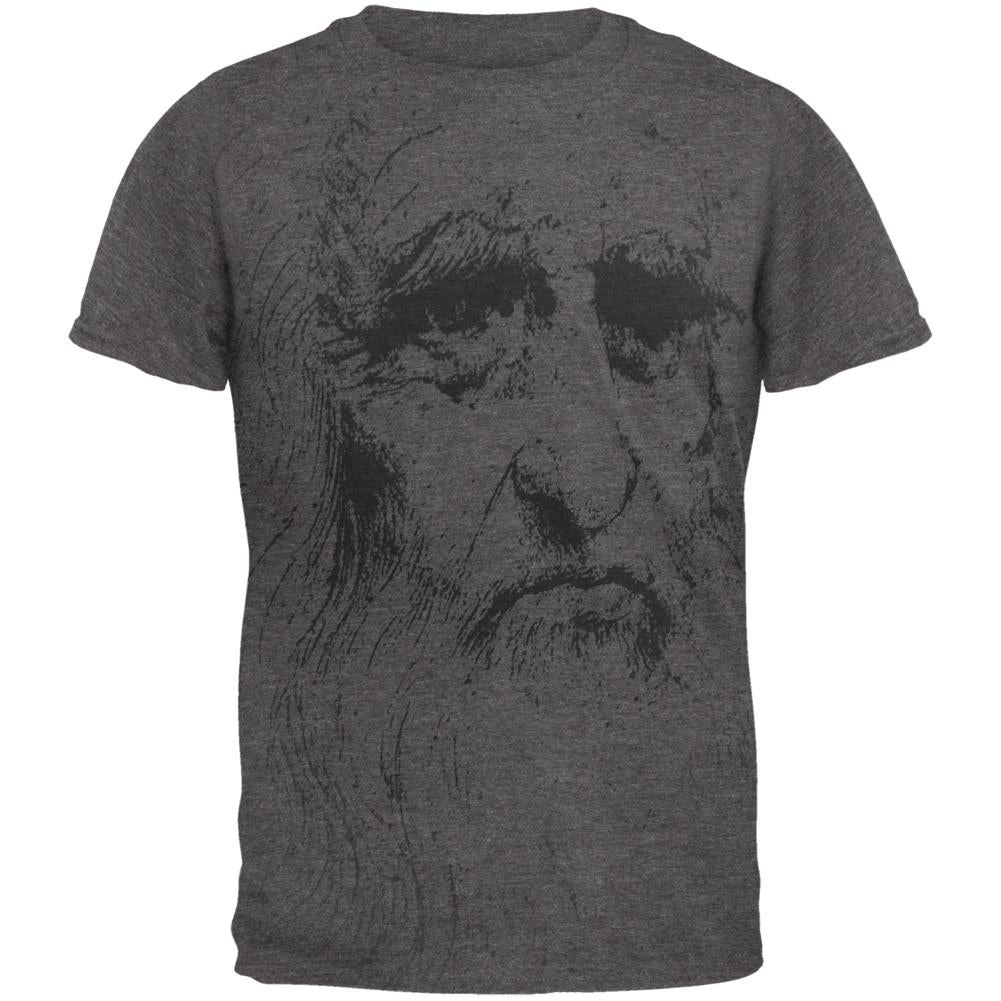 Leonardo Da Vinci Portrait Mens Soft T Shirt Men's T-Shirts Old Glory 2XL Charcoal Heather 