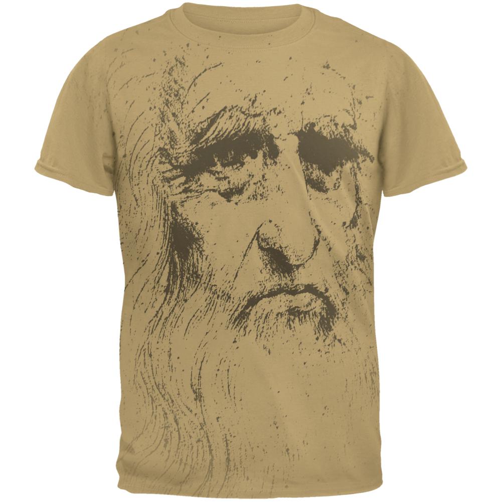 Leonardo Da Vinci Portrait Mens T Shirt Men's T-Shirts Old Glory 2XL Tan 