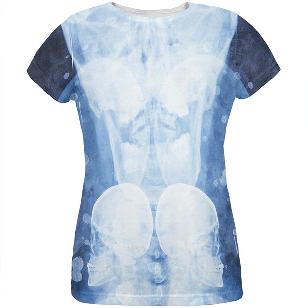 Dead Inside Skull X-Ray Splatter All Over Womens T Shirt Women's T-Shirts Old Glory 2XL Multi 