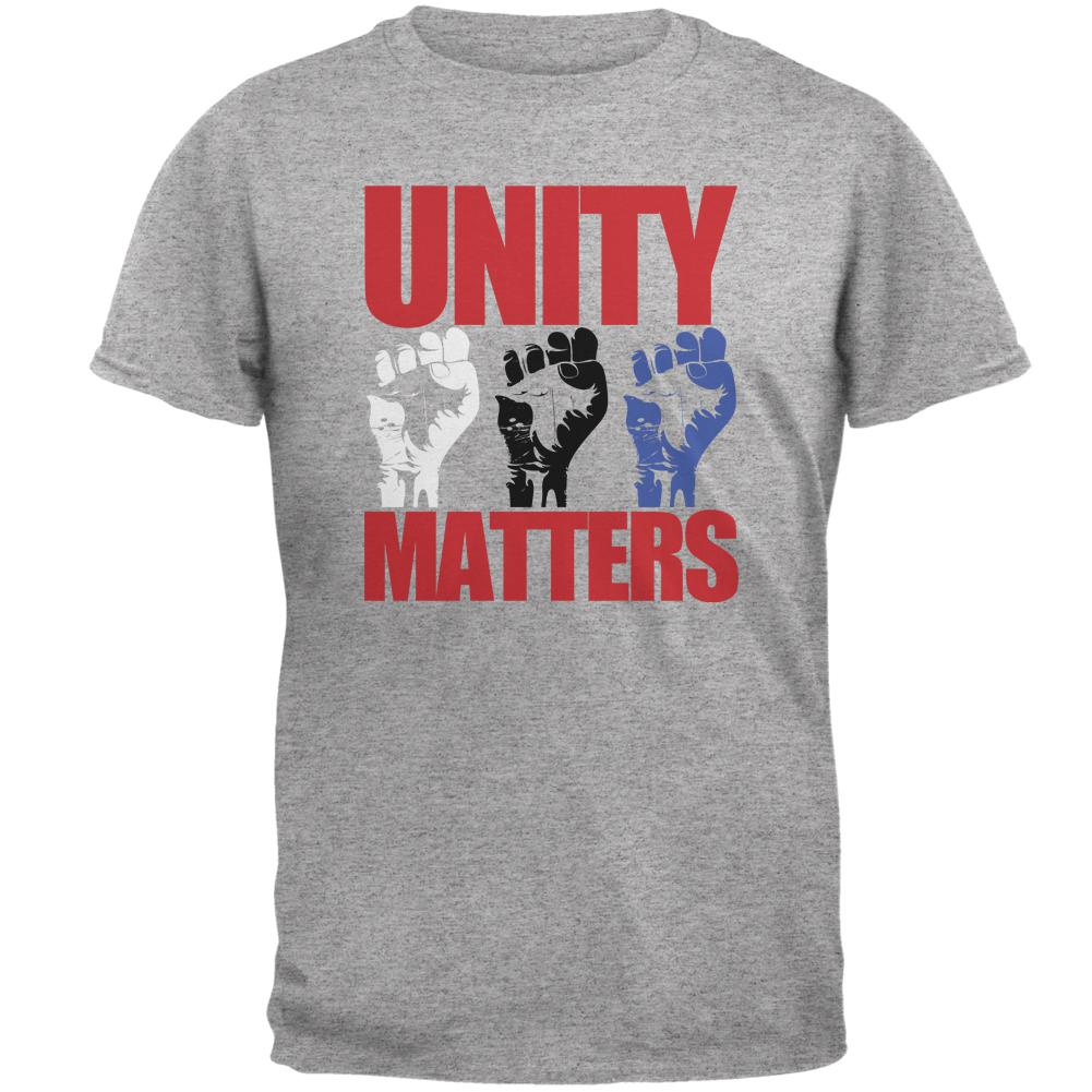 Unity Matters Raised Fists Blue Black White Mens T Shirt Men's T-Shirts Old Glory 2XL Heather 