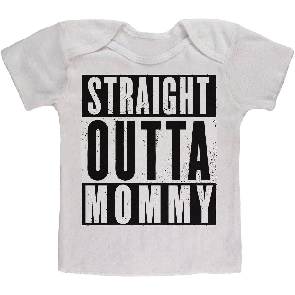 Straight Outta Mommy Funny Baby T Shirt Toddler T-Shirts Old Glory 12MO White 