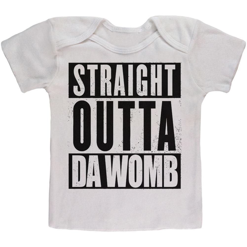 Straight Outta Da Womb Funny Baby T Shirt Toddler T-Shirts Old Glory 12MO White 