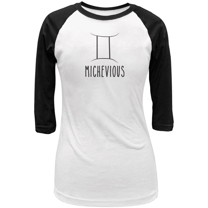Gemini Mischievous Juniors 3/4 Sleeve Raglan T Shirt Junior's Raglans global LG White-Black 
