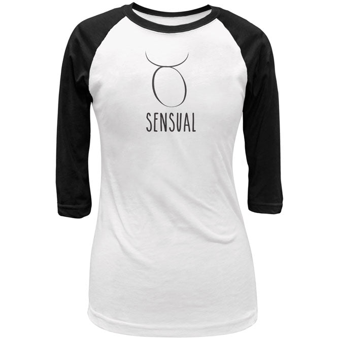 Taurus Sensual Juniors 3/4 Sleeve Raglan T Shirt Junior's Raglans global LG White-Black 