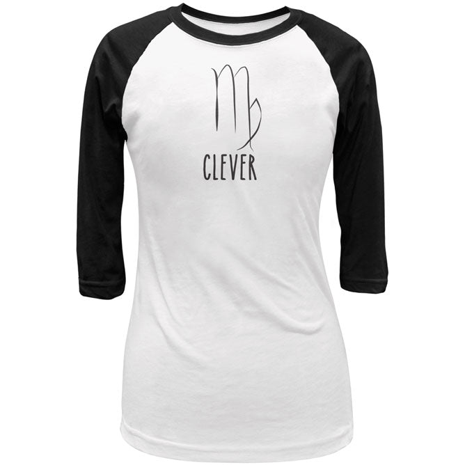 Virgo Clever Juniors 3/4 Sleeve Raglan T Shirt Junior's Raglans global LG White-Black 
