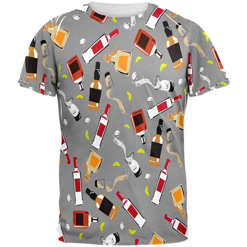 Liquor Bottles All Over Mens T Shirt Men's T-Shirts Old Glory SM Multi 