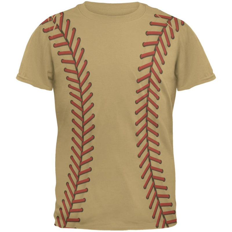 Baseball Stitches Mens T Shirt Men's T-Shirts Old Glory 2XL Tan 