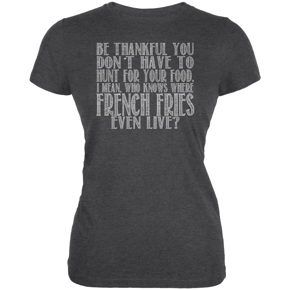 Hunt For French Fries Juniors Soft T Shirt Juniors T-Shirts Old Glory 2XL Deep Heather 