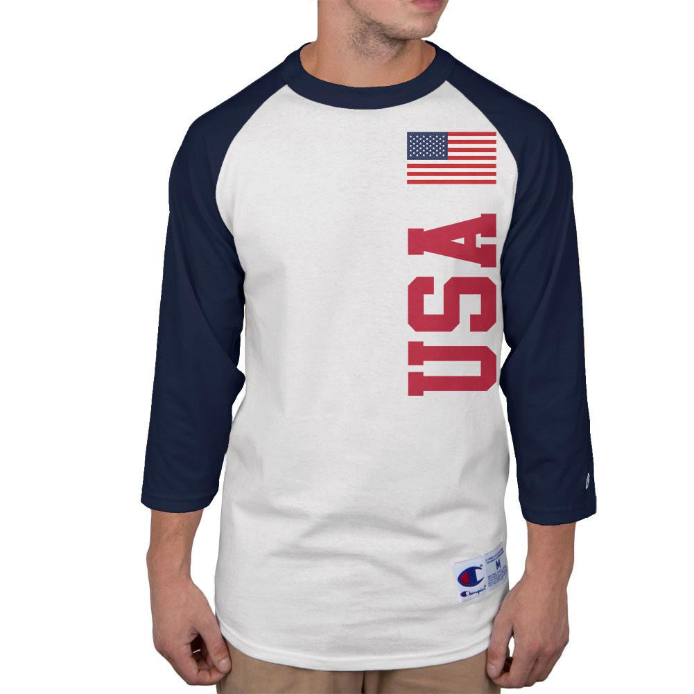 World Cup USA Mens Raglan T Shirt Men's Raglans Old Glory 2XL White-Navy 