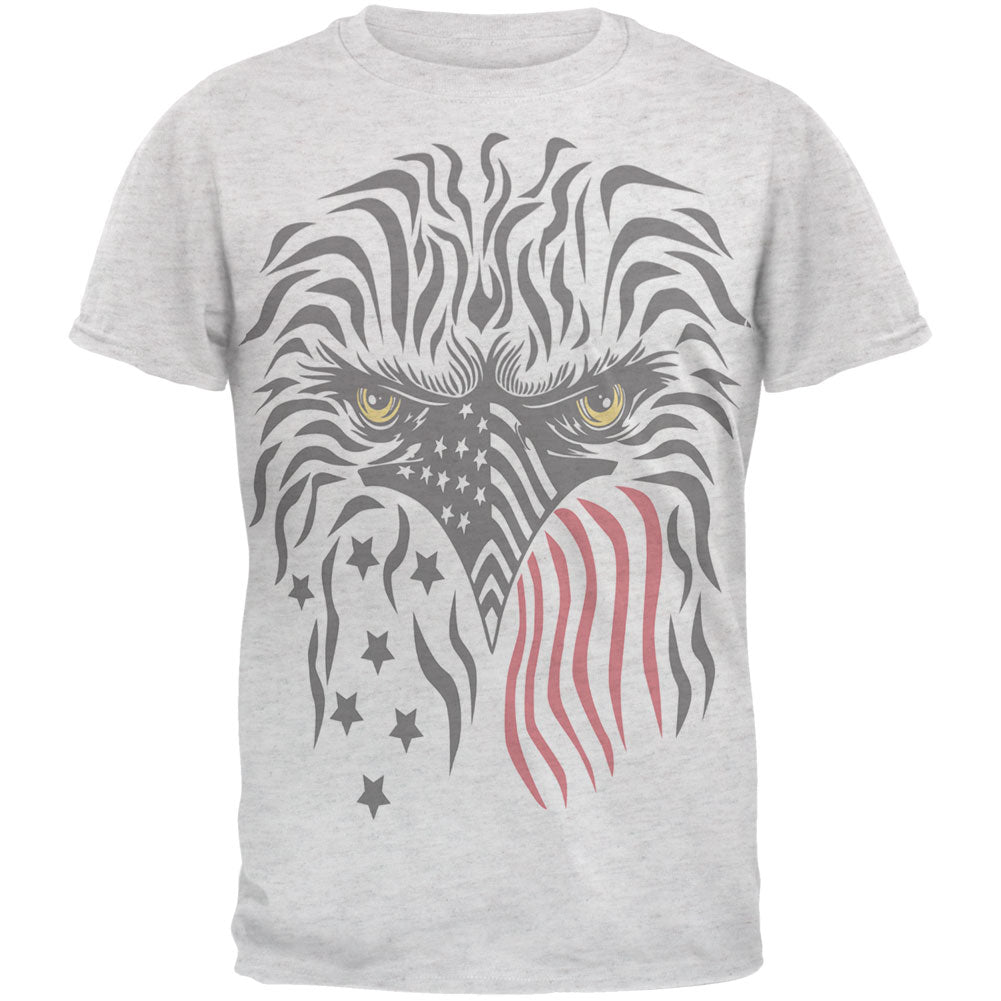 4th of July Tribal Patriotic Eagle Mens T Shirt Men's T-Shirts 4th of July 2XL Heather White 