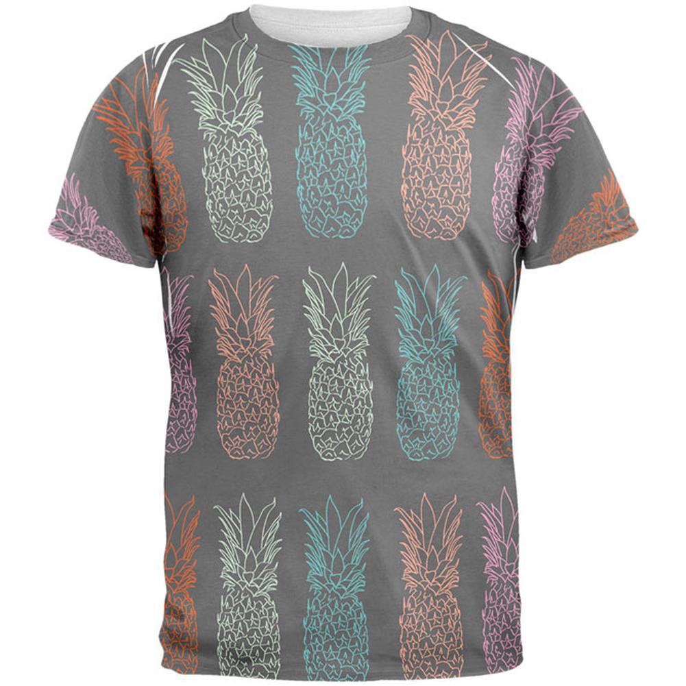 Pineapple Grey All Over Mens T Shirt Men's T-Shirts Old Glory 2XL Multi 