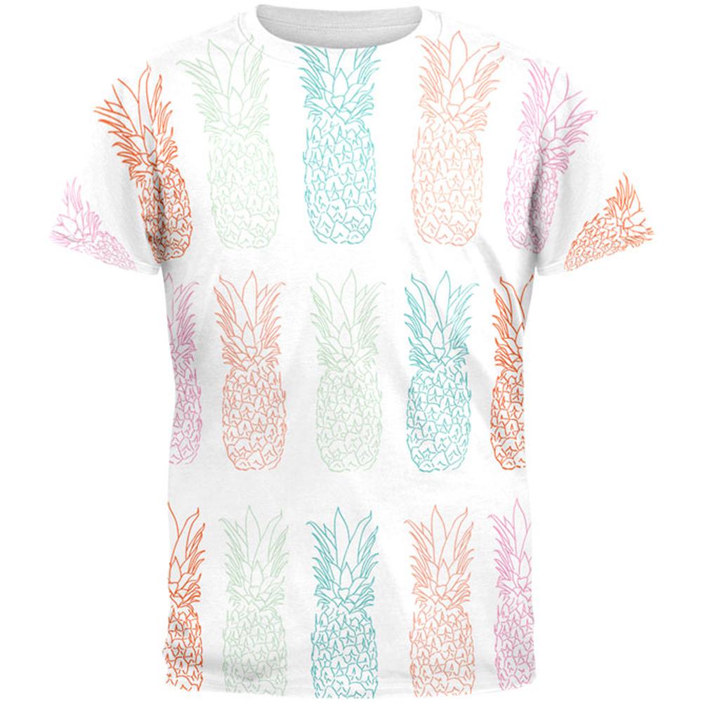 Pineapple White All Over Mens T Shirt Men's T-Shirts Old Glory 2XL Multi 