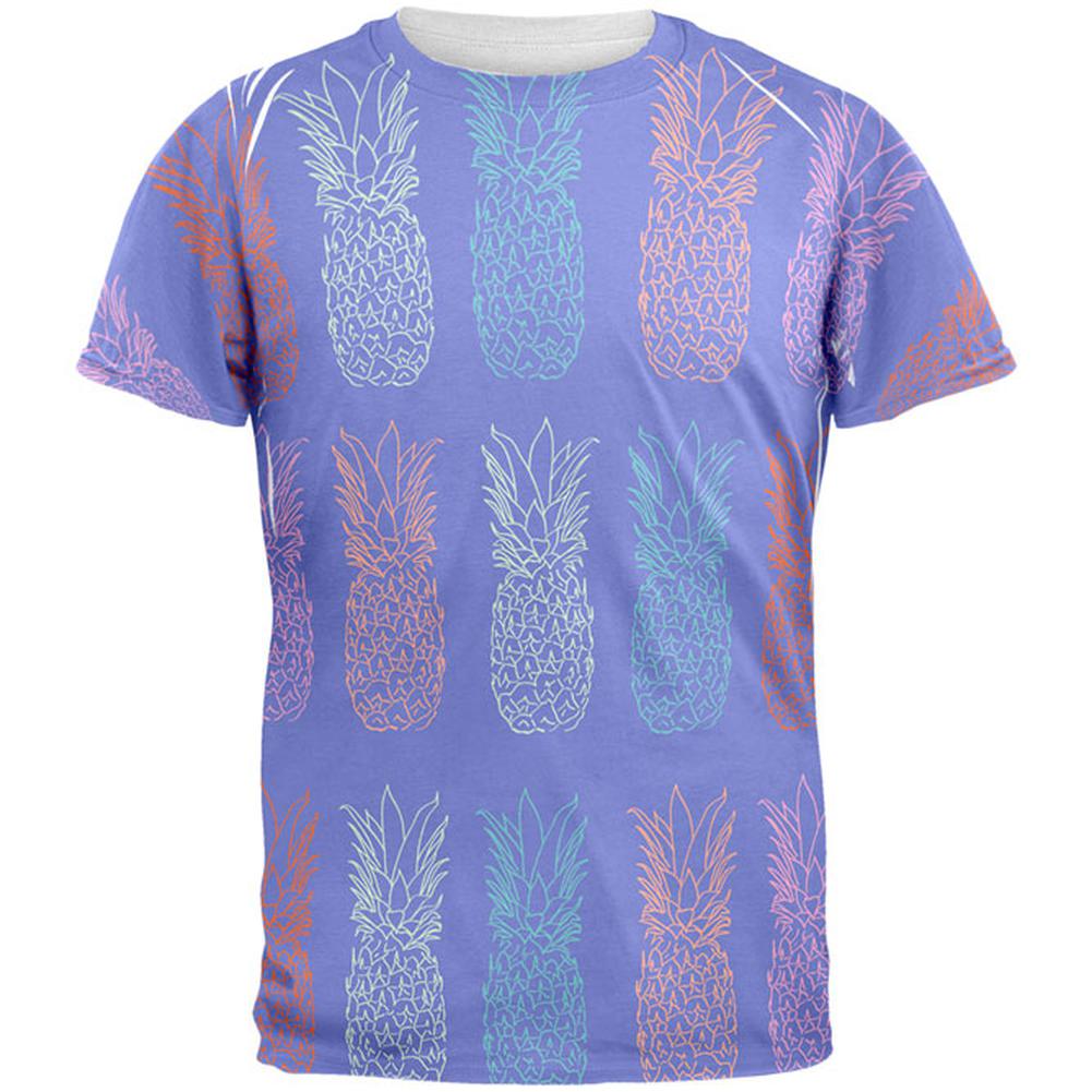 Pineapple Purple White All Over Mens T Shirt Men's T-Shirts Old Glory 2XL Multi 