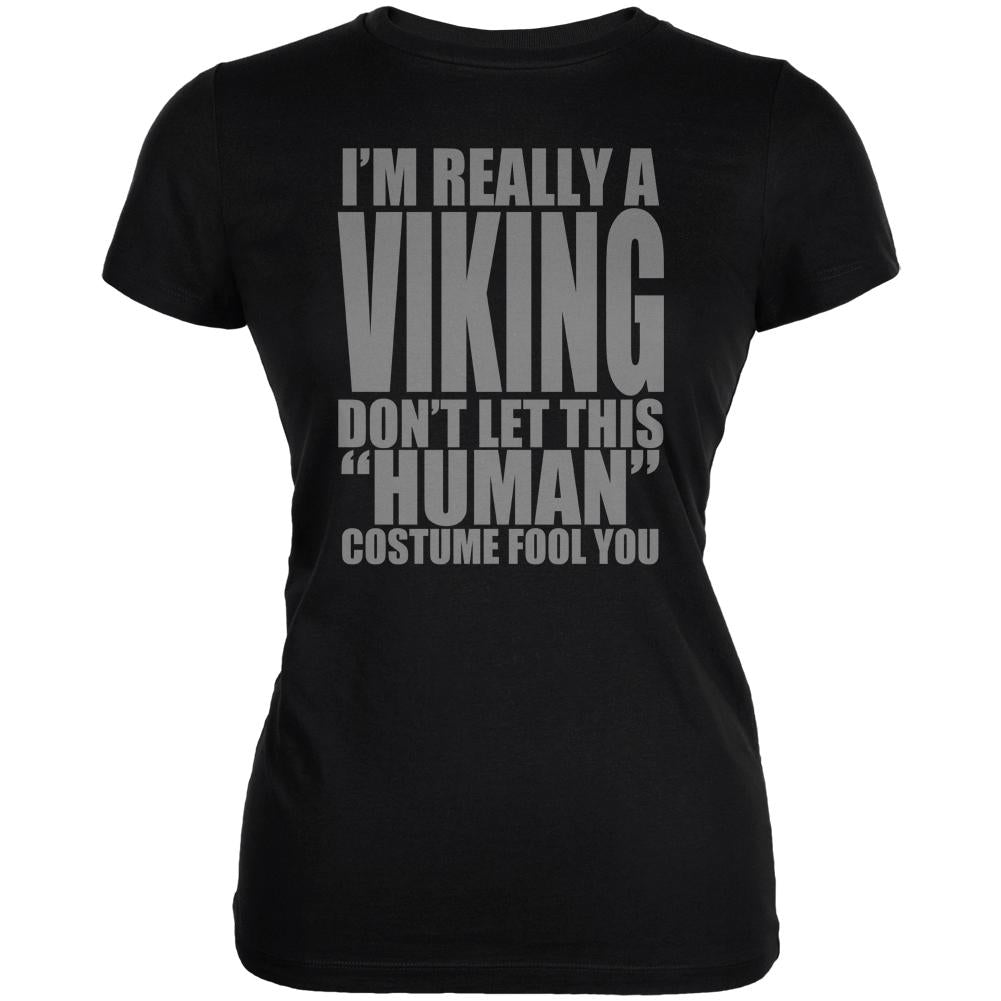 Halloween Human Viking Costume Juniors Soft T Shirt Juniors T-Shirts Old Glory 2XL Black 