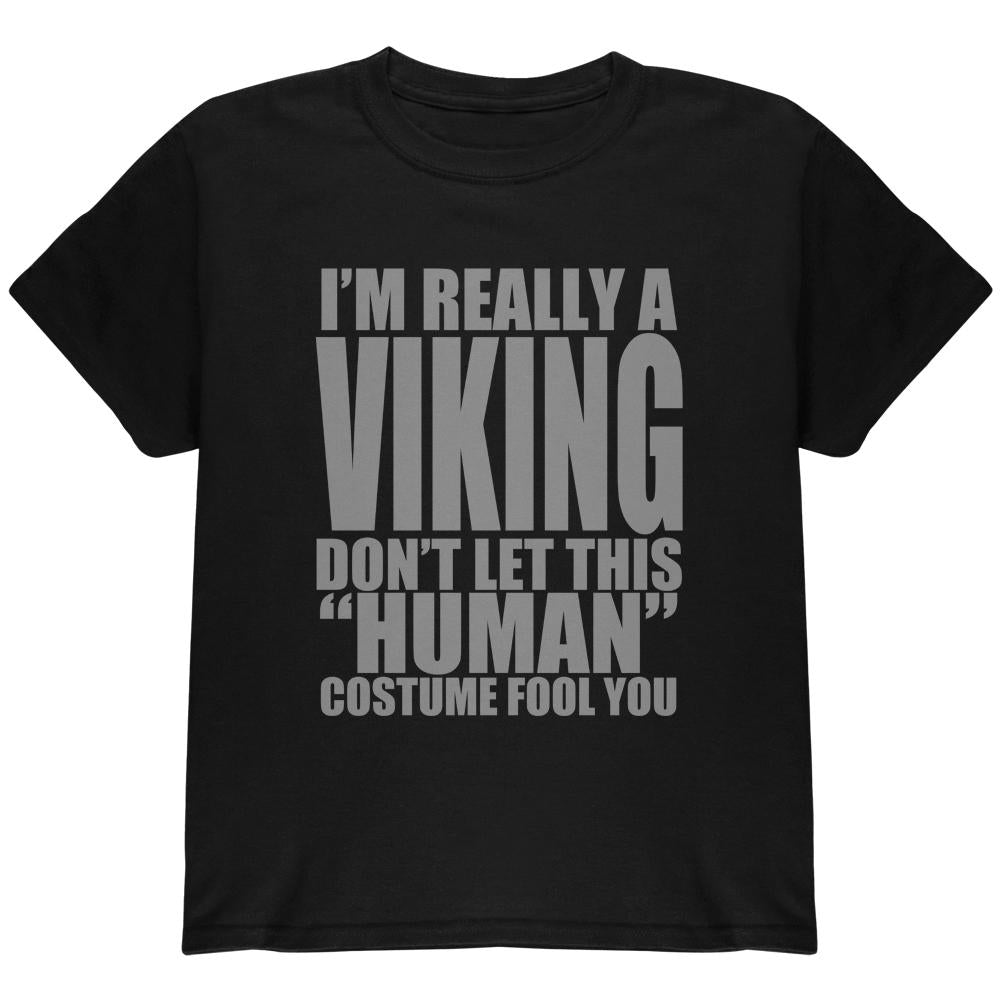 Halloween Human Viking Costume Youth T Shirt Youth T-Shirts Old Glory LG Black 