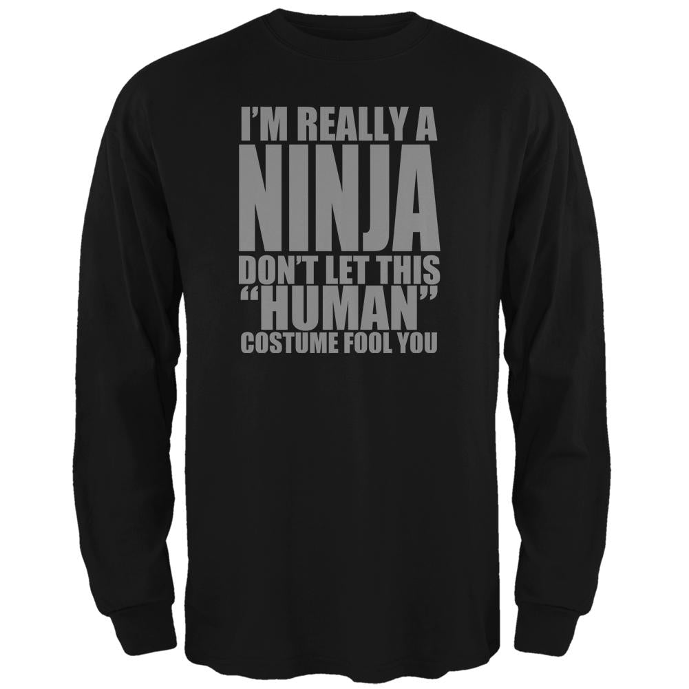 Halloween Human Ninja Costume Mens Long Sleeve T Shirt Men's Long Sleeves Old Glory 2XL Black 