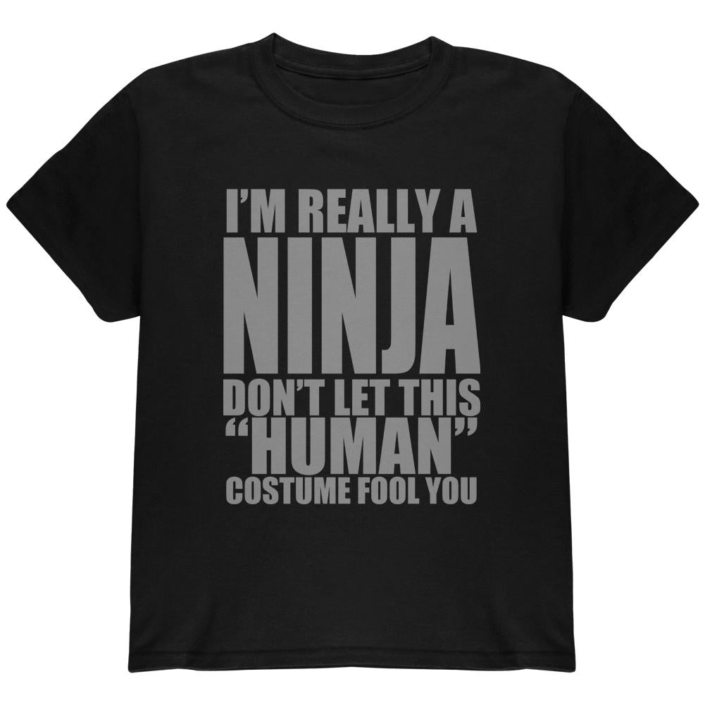 Halloween Human Ninja Costume Youth T Shirt Youth T-Shirts Old Glory LG Black 