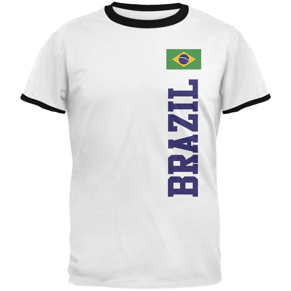 World Cup Brazil Mens Ringer T Shirt Men's T-Shirts Old Glory 2XL White 