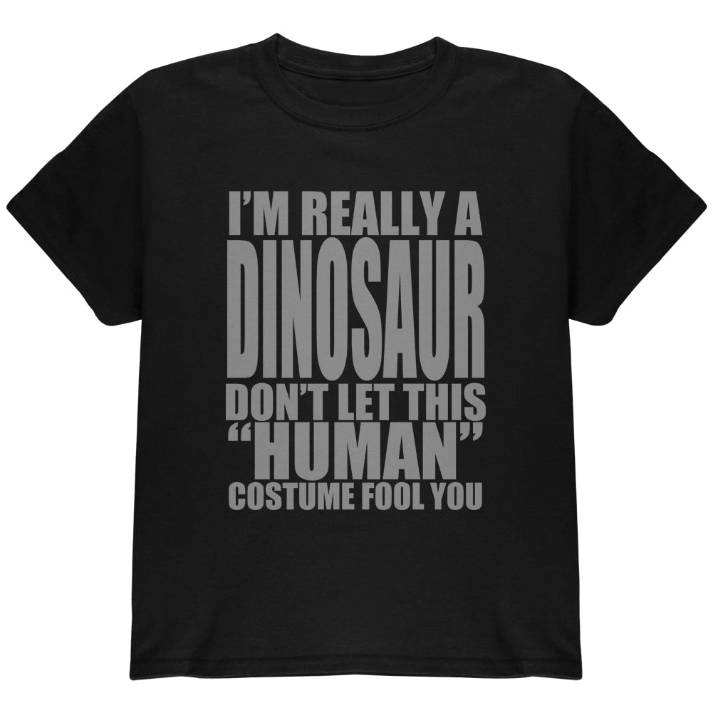 Halloween Human Dinosaur Costume Youth T Shirt Youth T-Shirts Old Glory YLG Black 