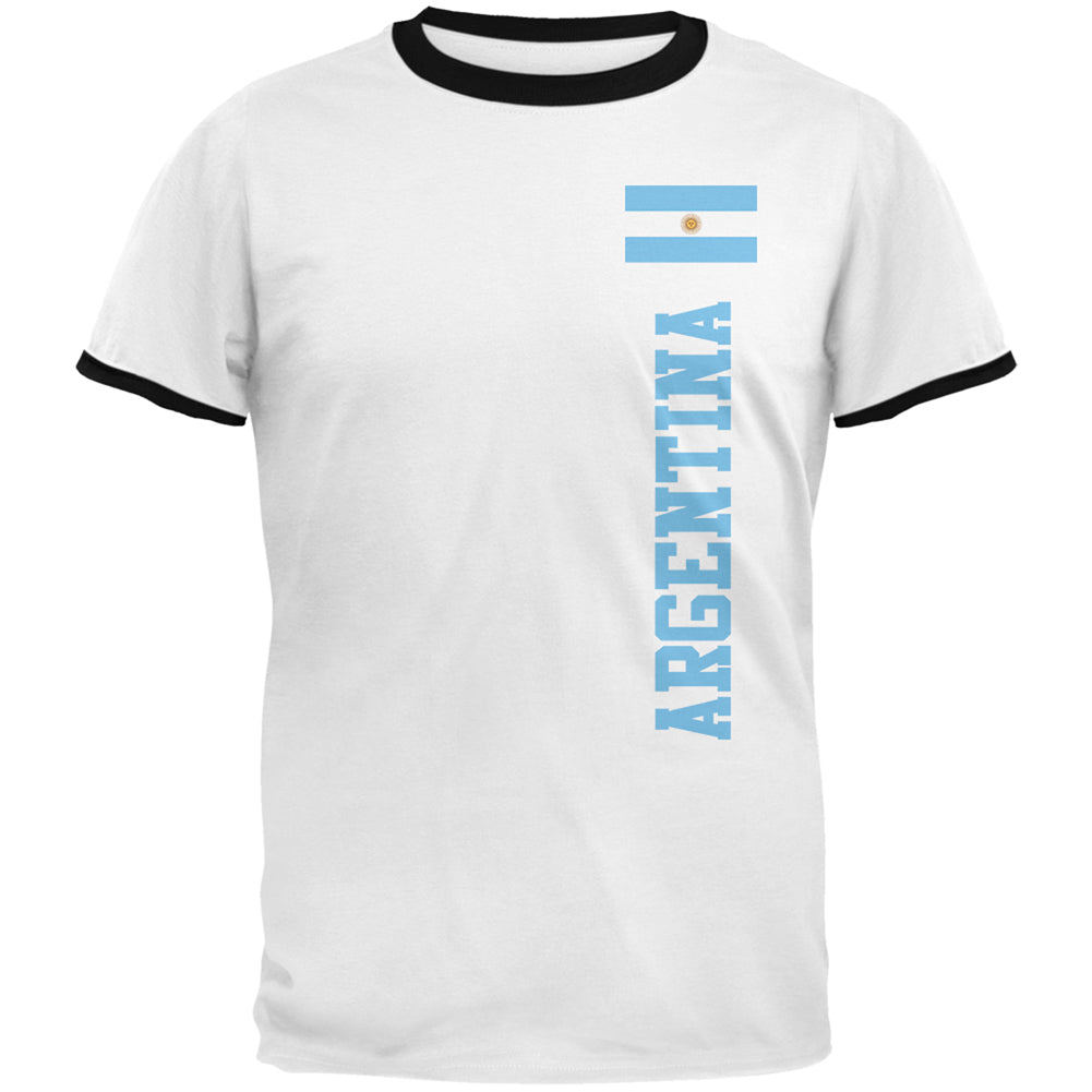 World Cup Argentina Mens Ringer T Shirt Men's T-Shirts global 2XL White-Black 