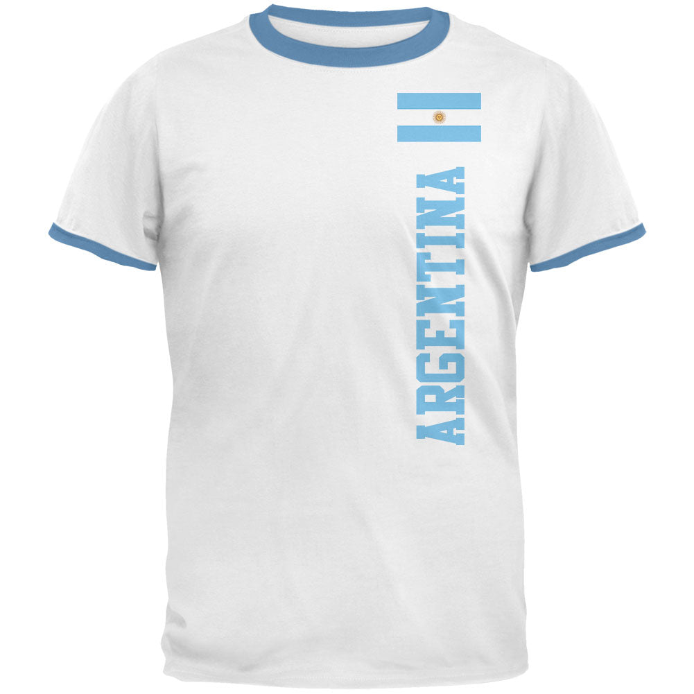 World Cup Argentina Mens Ringer T Shirt Men's T-Shirts global LG White-Sky 