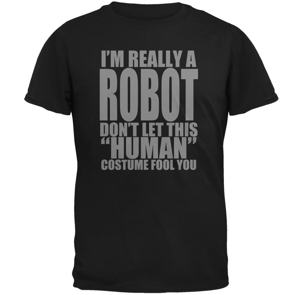 Halloween Human Robot Costume Mens T Shirt Men's T-Shirts Old Glory 2XL Black 