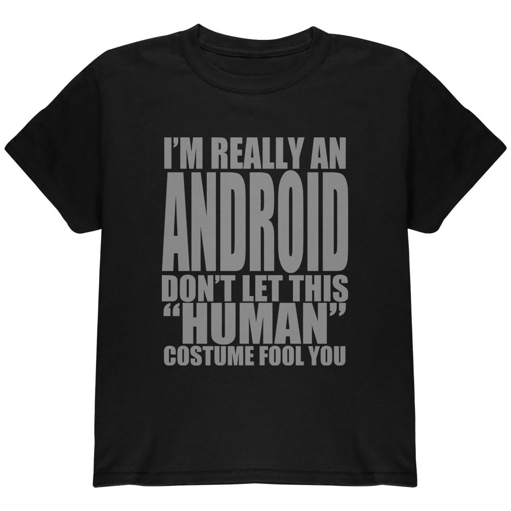 Halloween Human Android Costume Youth T Shirt Youth T-Shirts Old Glory LG Black 