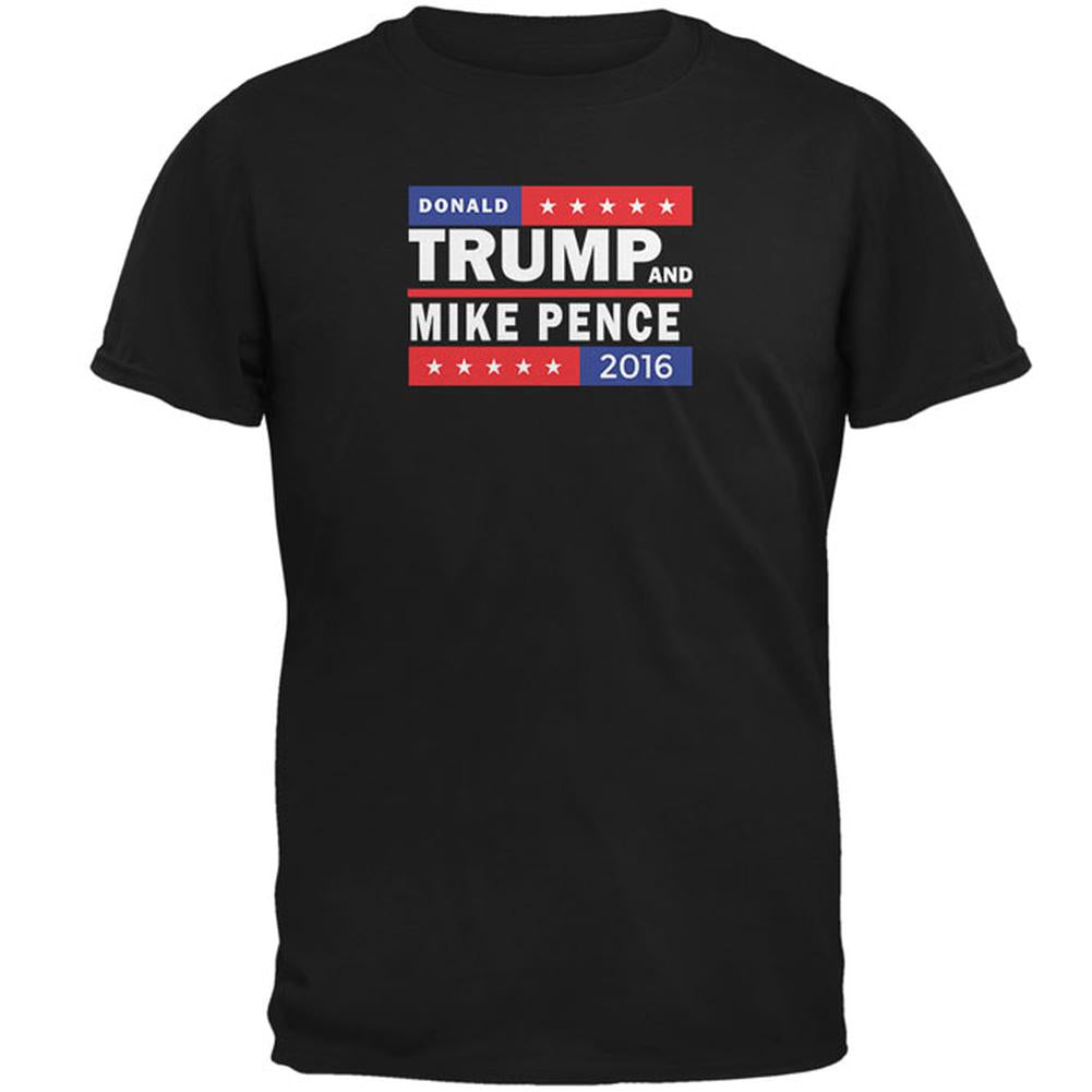 Election 2016 Stacked Logo Trump Pence Mens T Shirt Men's T-Shirts Old Glory 2XL Black 