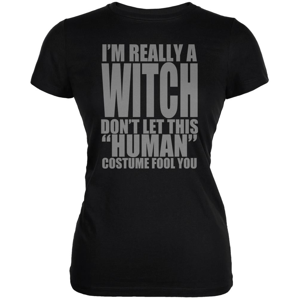 Halloween Human Witch Costume Juniors Soft T Shirt Juniors T-Shirts Old Glory 2XL Black 