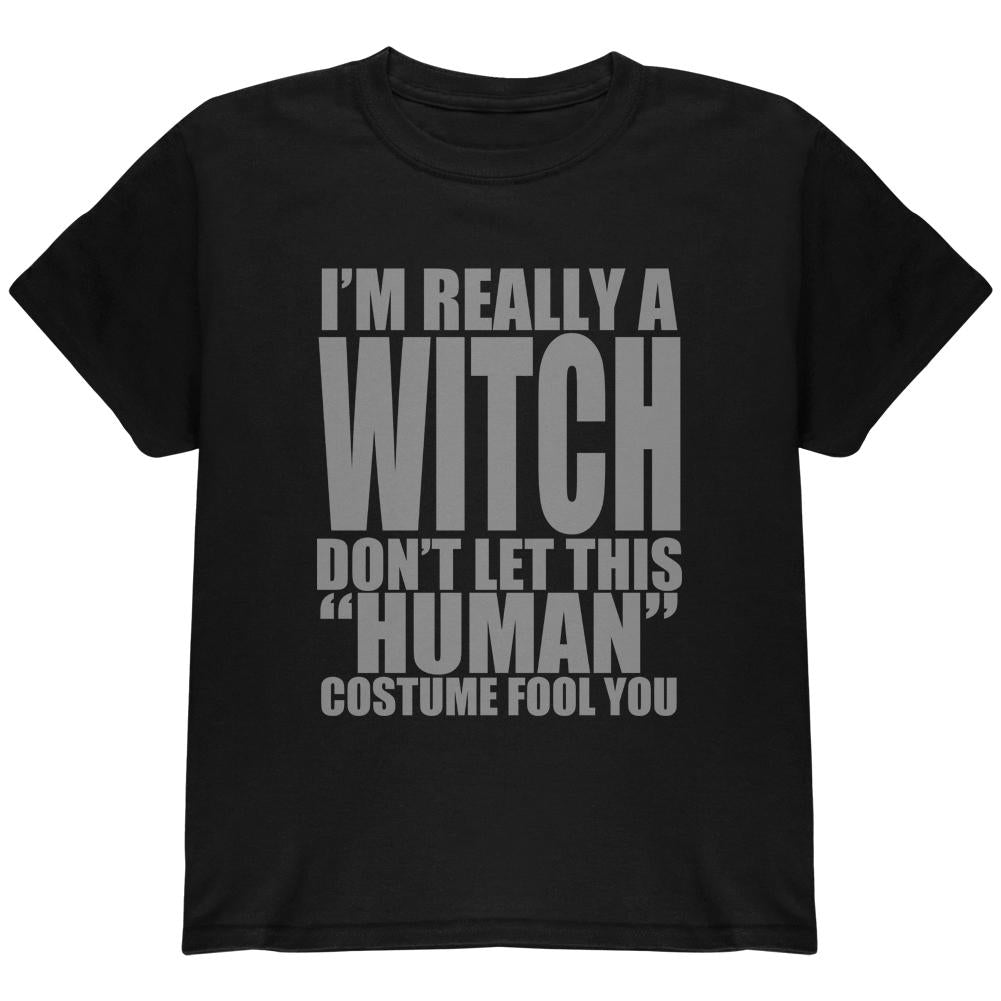 Halloween Human Witch Costume Youth T Shirt Youth T-Shirts Old Glory LG Black 