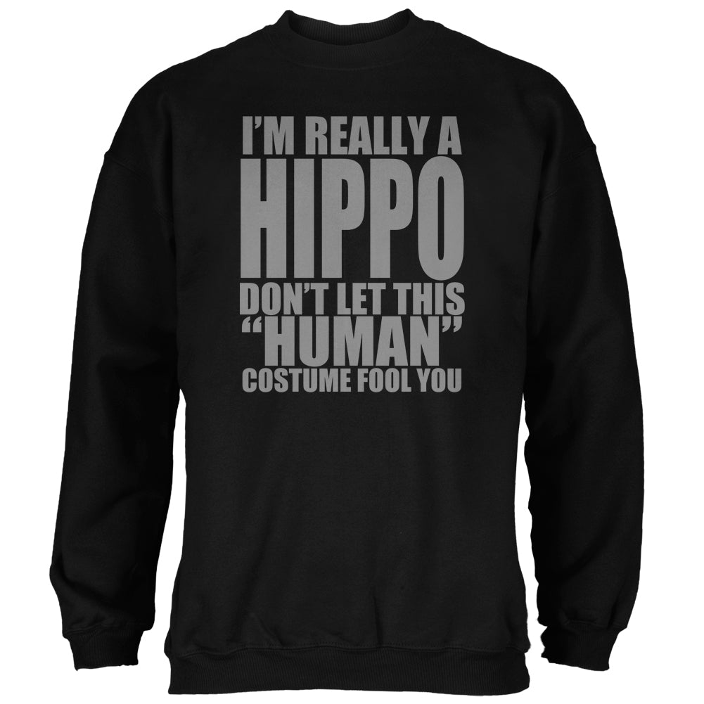 Halloween Human Hippo Costume Mens Sweatshirt Men's Sweatshirts Old Glory 2XL Black 