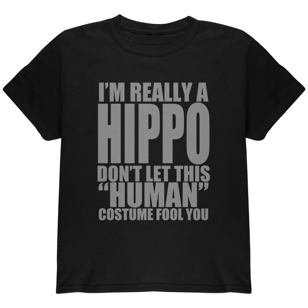 Halloween Human Hippo Costume Youth T Shirt Youth T-Shirts Old Glory YLG Black 