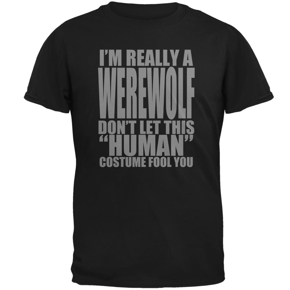 Halloween Human Werewolf Costume Mens T Shirt Men's T-Shirts Old Glory 2XL Black 