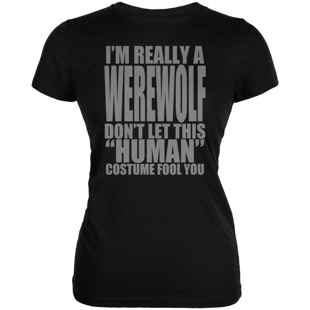 Halloween Human Werewolf Costume Juniors Soft T Shirt Juniors T-Shirts Old Glory 2XL Black 