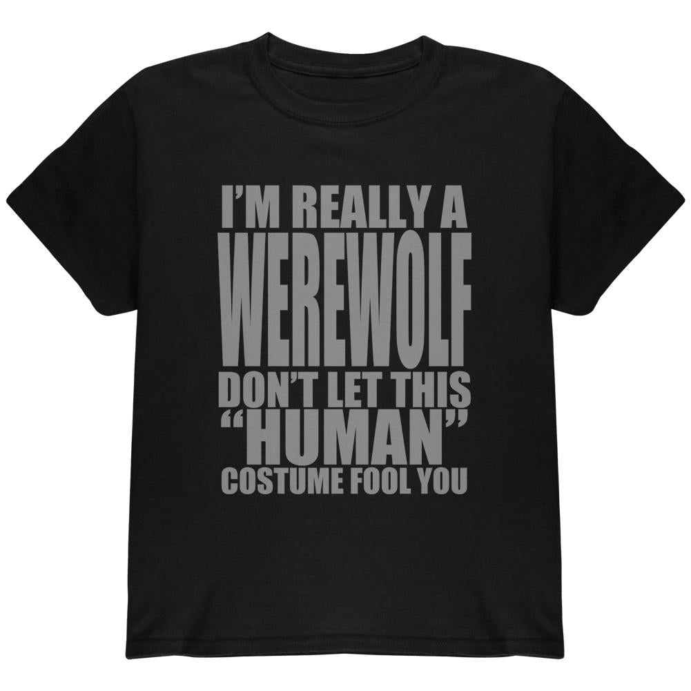 Halloween Human Werewolf Costume Youth T Shirt Youth T-Shirts Old Glory LG Black 