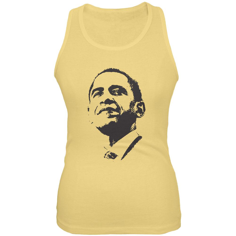 Obama - Silhouette Juniors Soft Tank Top Juniors Tank Tops Old Glory LG Yellow 