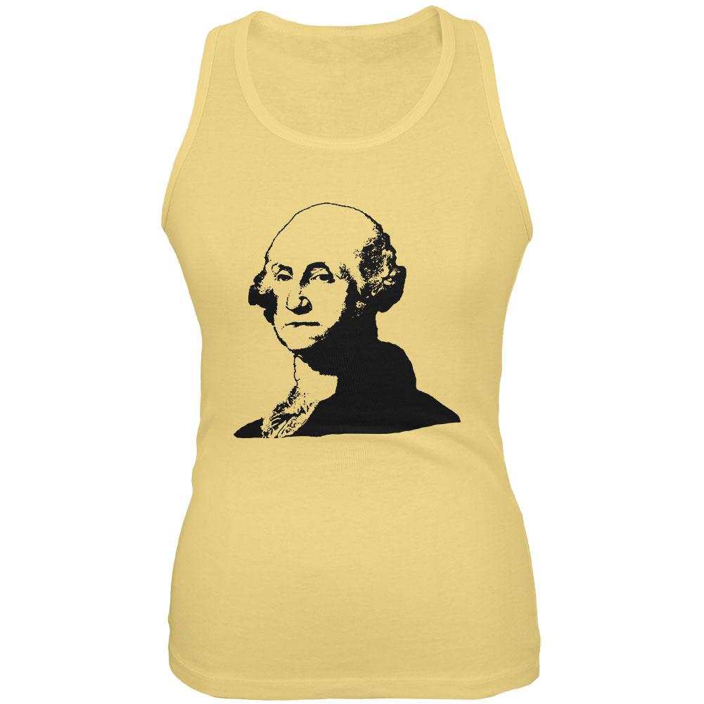 George Washington Silhouette Juniors Soft Tank Top Juniors Tank Tops Old Glory 2XL Yellow 