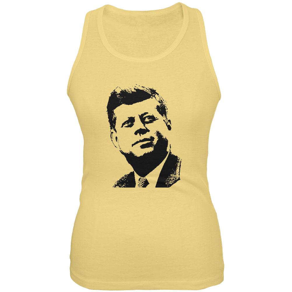 JFK Silhouette Juniors Soft Tank Top Juniors Tank Tops Old Glory 2XL Yellow 