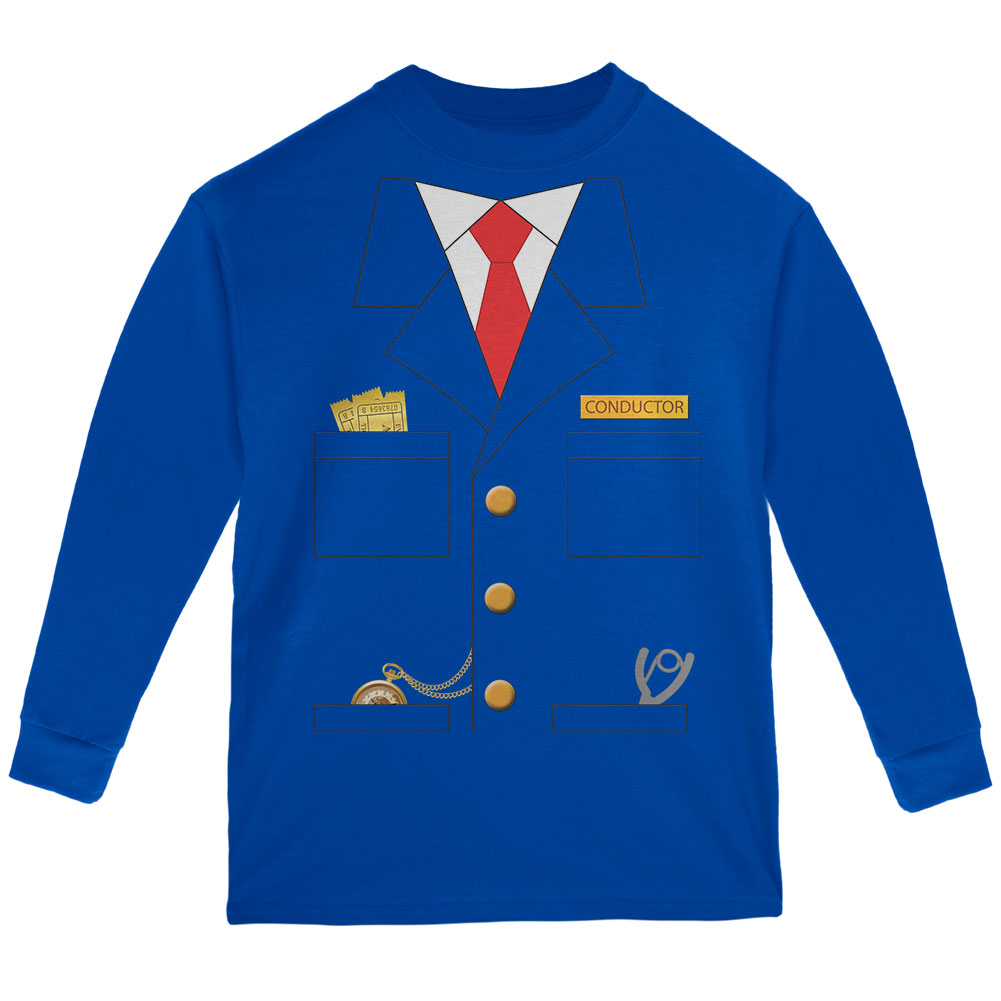 Halloween Train Conductor Costume Youth Long Sleeve T Shirt Youth Long Sleeves Old Glory YLG Royal 