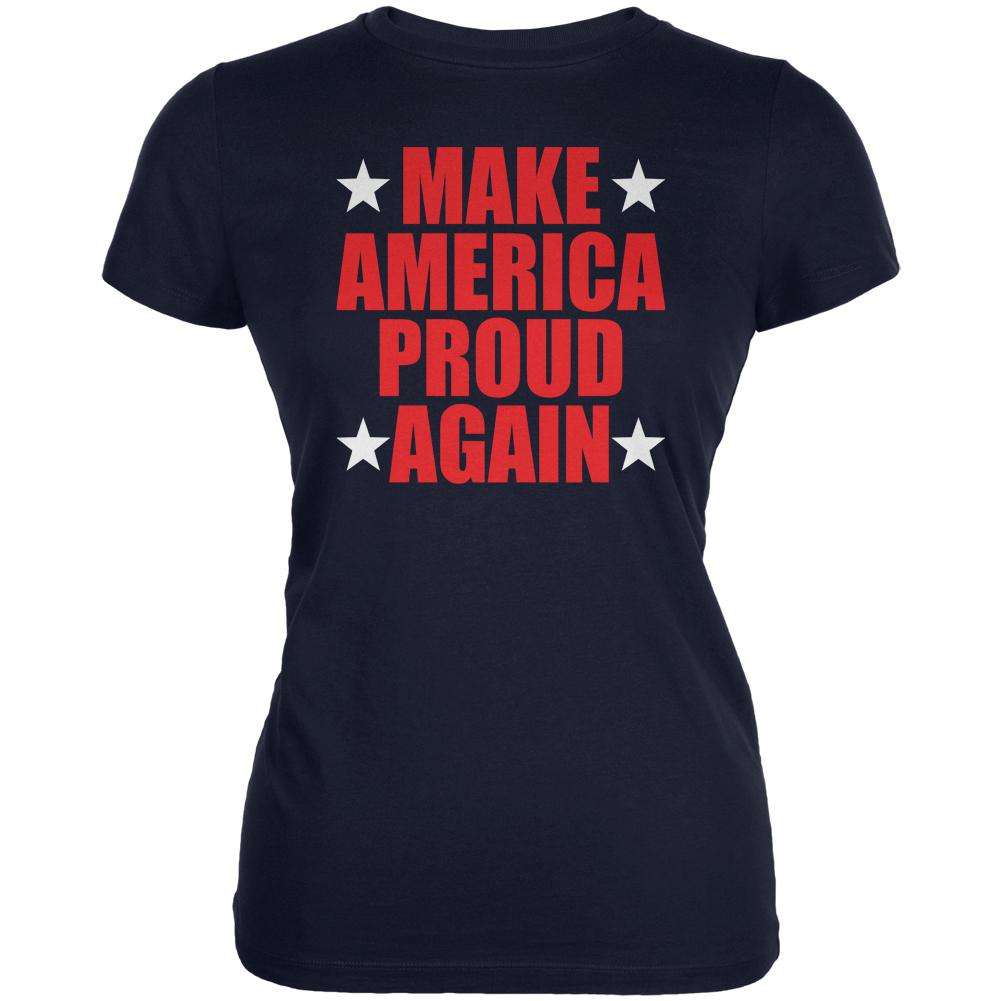 Election 2016 Make America Proud Again Juniors Soft T Shirt Juniors T-Shirts Old Glory 2XL Navy 