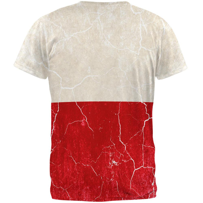 Distressed Grunge Polish Flag All Over Mens T Shirt Men's T-Shirts Old Glory   