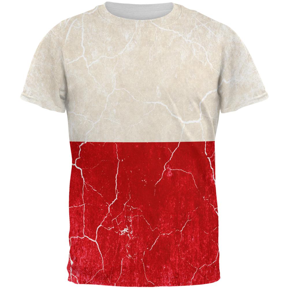 Distressed Grunge Polish Flag All Over Mens T Shirt Men's T-Shirts Old Glory 2XL Multi 