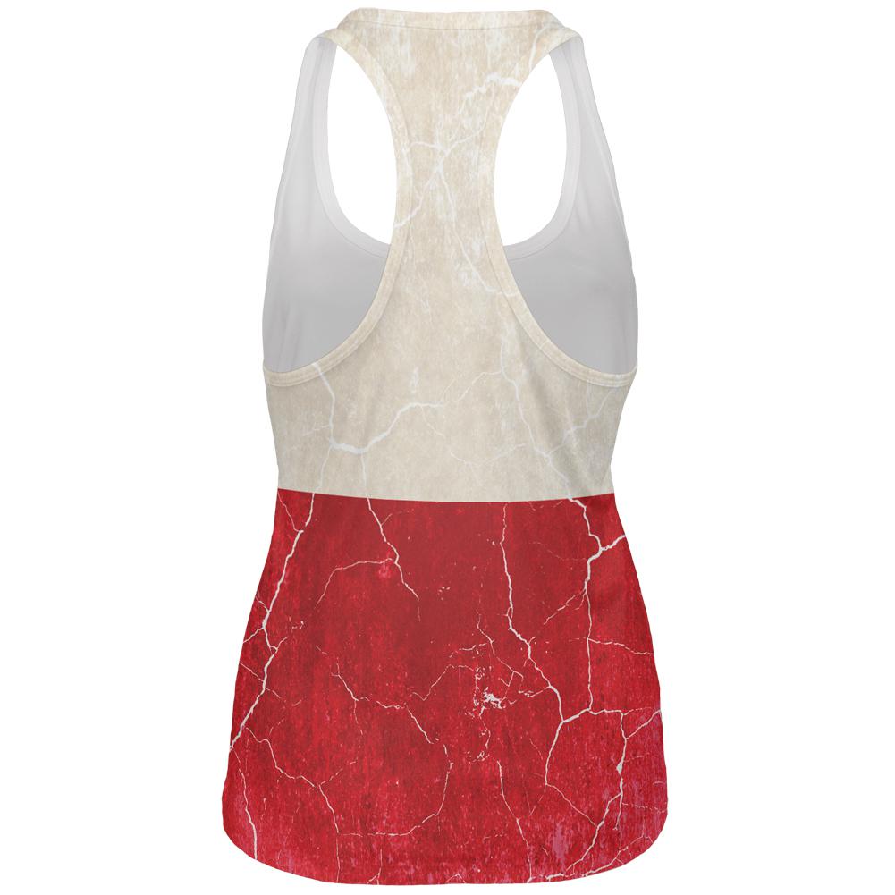 Distressed Grunge Polish Flag All Over Womens Work Out Tank Top Women's Tank Tops Old Glory   