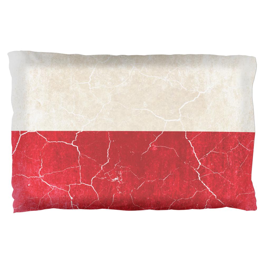 Distressed Grunge Polish Flag Pillow Case Pillowcases Old Glory OS Multi 