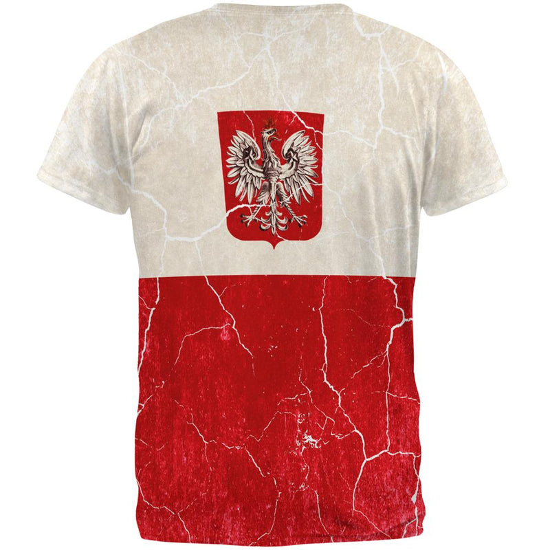 Distressed Grunge Polish Crest Flag All Over Mens T Shirt Men's T-Shirts Old Glory   