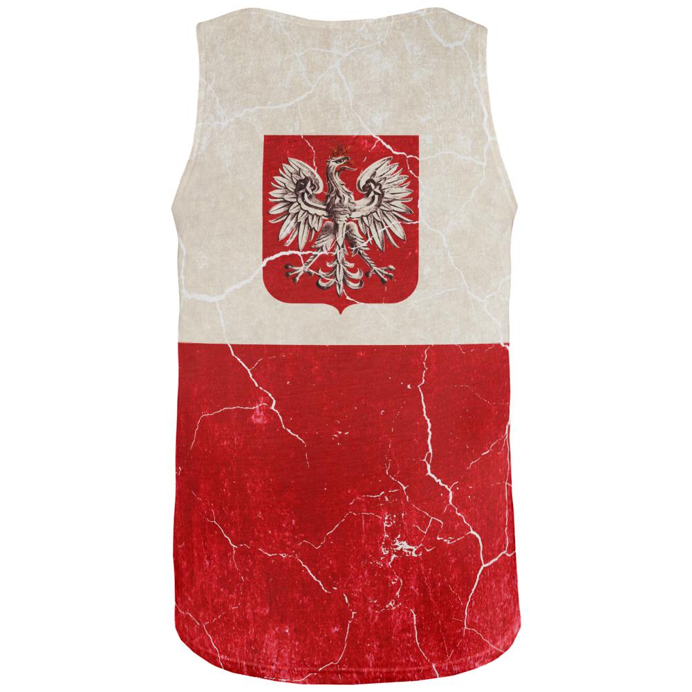 Distressed Grunge Polish Crest Flag All Over Mens Tank Top Men's Tank Tops Old Glory   